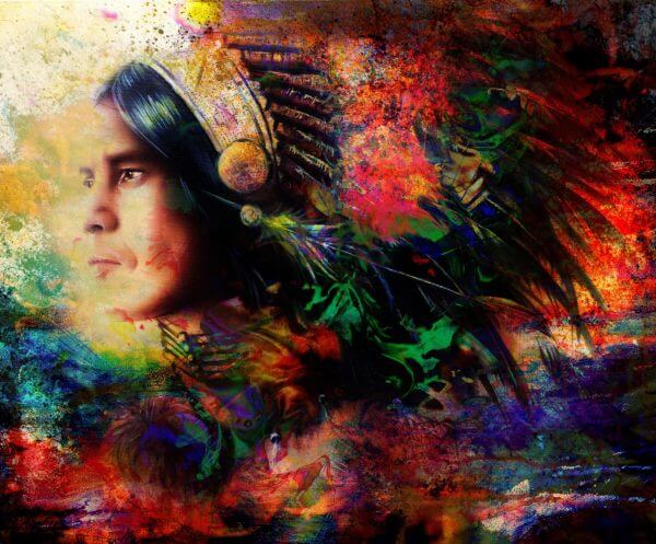 eautiful Painting Of A Young Warrior Wearing A Beautiful Feather Headdress