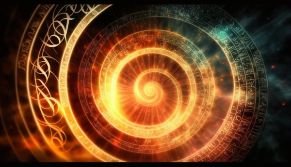 Alexander1111ART Golden orange spiral with ancient text fantasy 647e7832 5b89 48df 8ed3 f52c71c674de